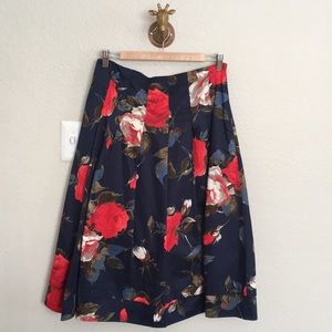 BEAUTIFUL Deep Blue Floral, Mid-length Skirt